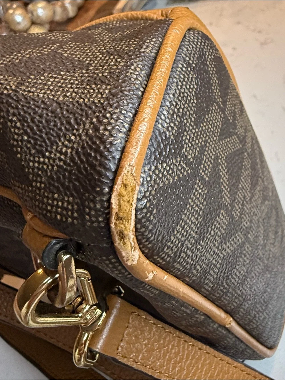 Michael Kors Black and Brown Studded Mini Backpack